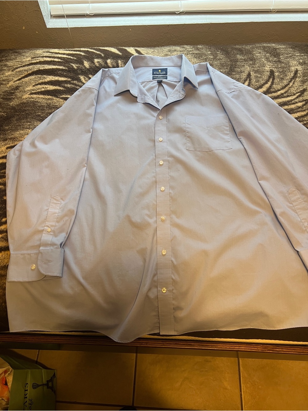 Stafford Men’s Pale Blue Long-Sleeve Dress Shirt